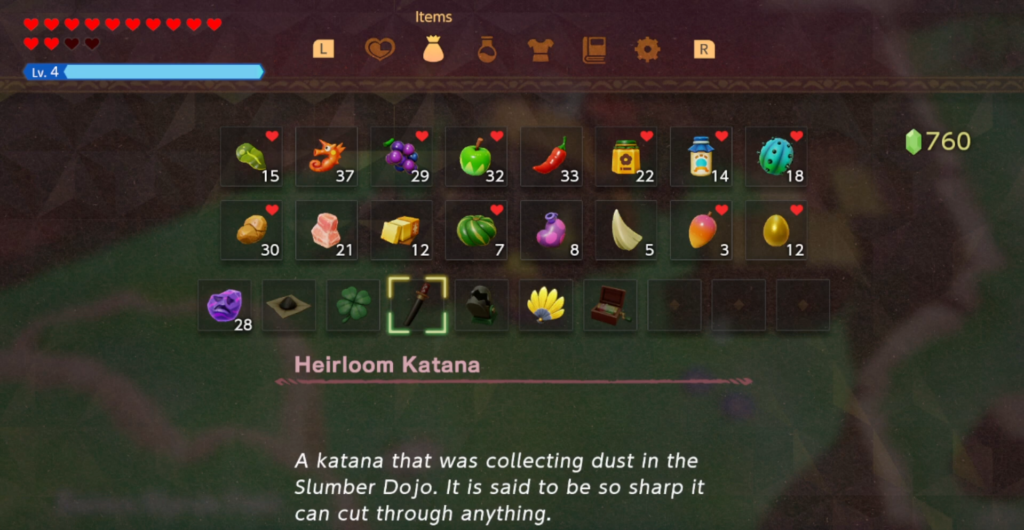 Heirloom Katana in Echoes of Wisdom