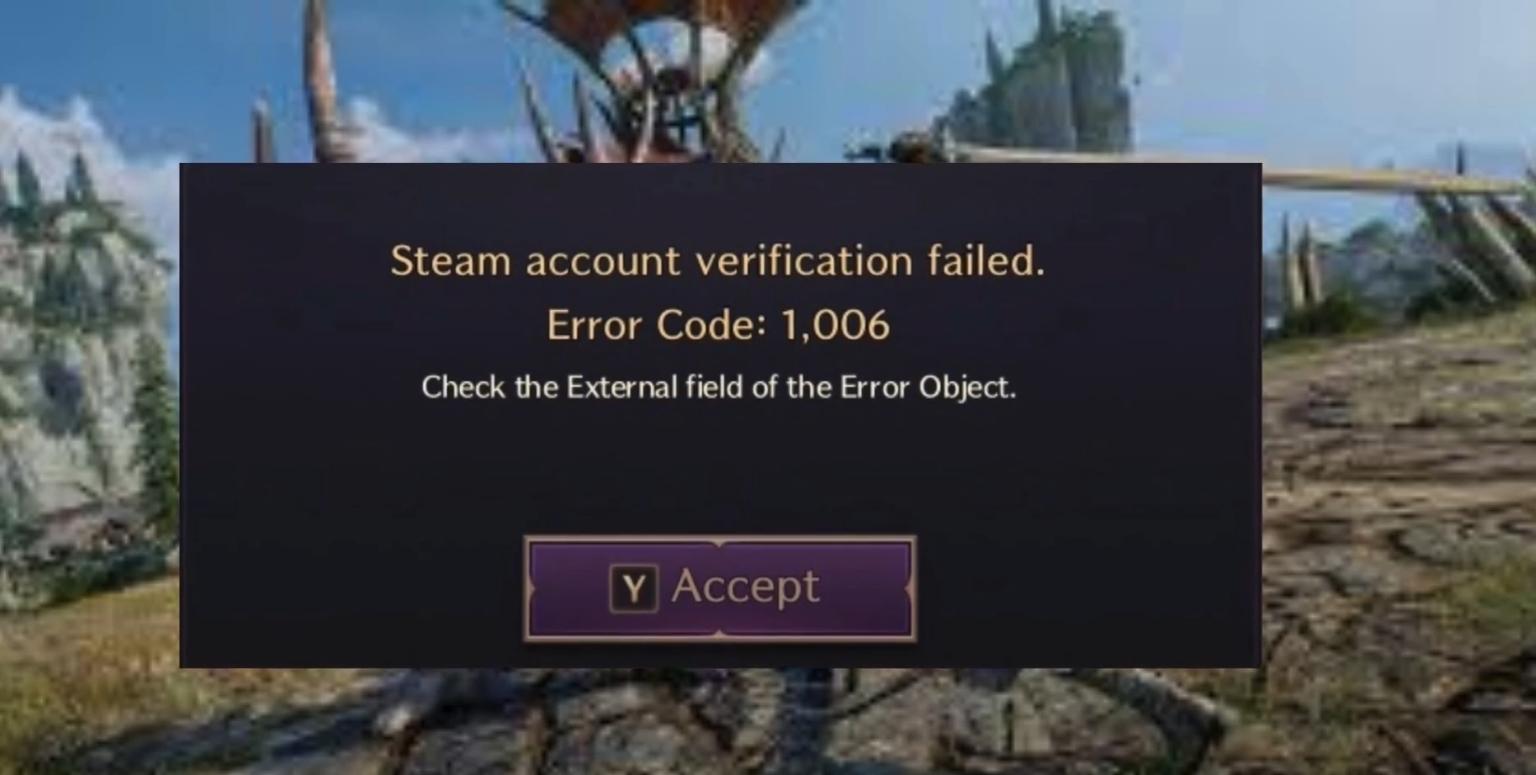 Error 1006 Steam Account Verification Failed